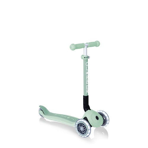 Globber Ecologic Junior Lights 3 Wheel Folding Scooter Pistachio
