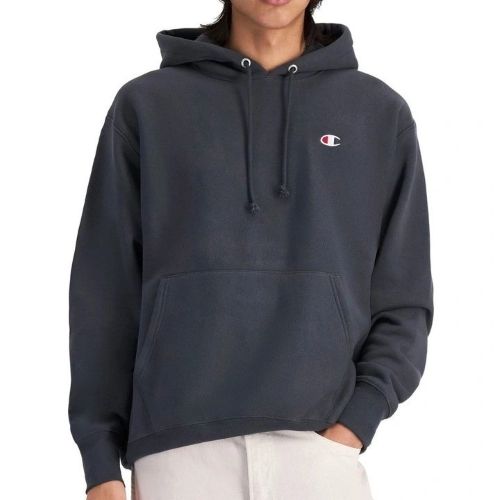 Champion Mens Reverse Weave Small Logo Fleece Hoodie Stealth