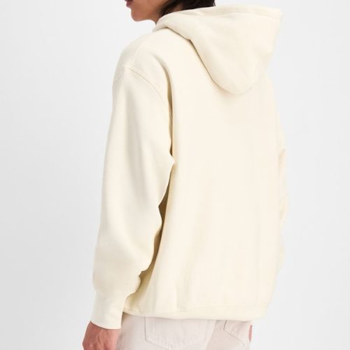 Champion Mens Reverse Weave Small Logo Fleece Hoodie Natural