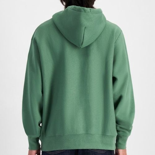 Champion Mens Reverse Weave Small Logo Fleece Hoodie Oak Green