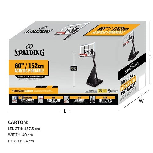 Spalding 60 Acrylic Performance Portable Basketball System