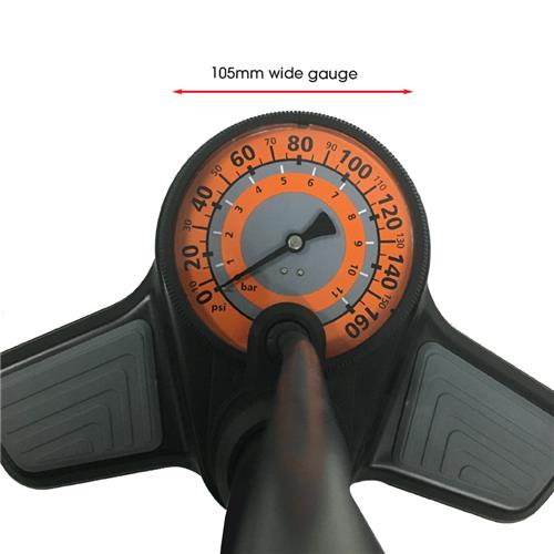 Azur Jumbo Floor Pump Clever Valve Black AJGFPCV