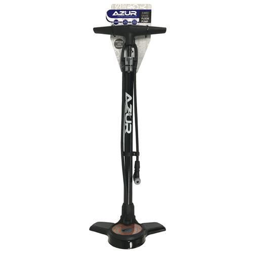 Azur Jumbo Floor Pump Clever Valve Black AJGFPCV