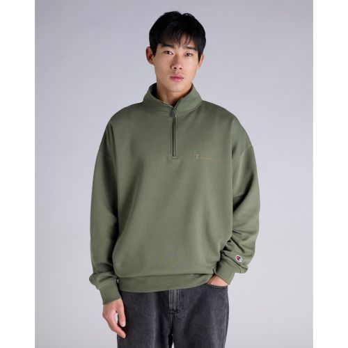 Champion Mens Tonal Quarter Zip Sweat Cargo Olive