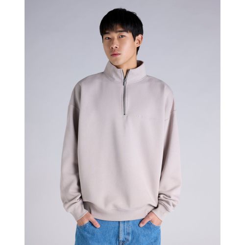 Champion Mens Tonal Quarter Zip Sweat Pearl Oyster