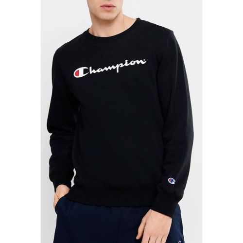 Champion Mens Script Crew Sweat Black