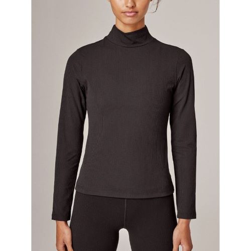 Running Bare Womens Base Turtleneck Long Sleeve Top Black