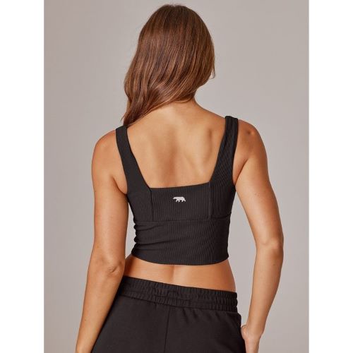 Running Bare Womens Holy Grail Rib Tank Black