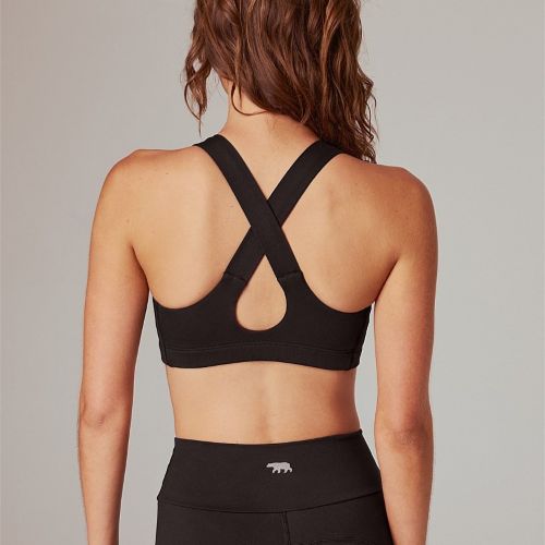 Running Bare Womens Power Up Sports Bra Peach Black