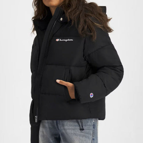 Champion Womens Rochester Hooded Puffer Jacket Black