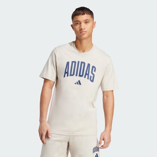 Adidas Mens Collegiate Linear Grapphic Tee Beige