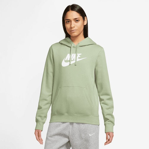 Nike Womens Club Fleece Graphics Hoodie Honeydew/White