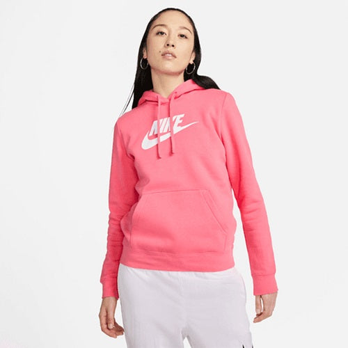 Nike Womens Club Fleece Graphics Hoodie Sea Coral/White
