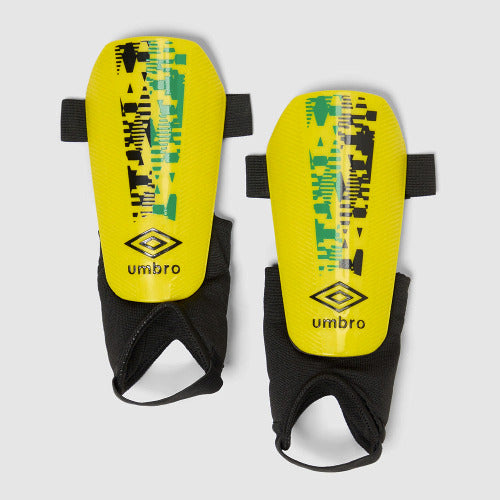 Umbro Adult Formation Shinguard With Ankle Sock Safety Yellow/Black/Golf Green