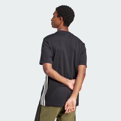 Adidas Mens 3 Stripes Single Jersey Tee Black/Black