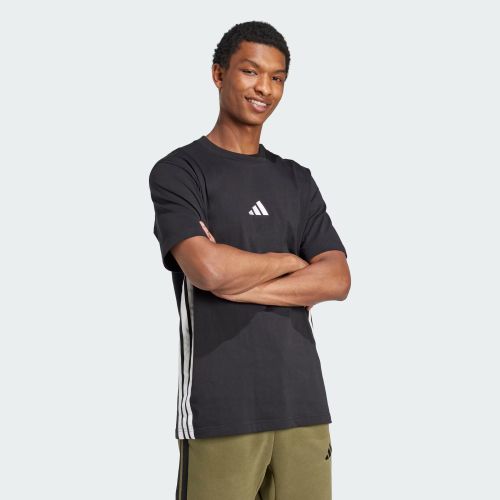 Adidas Mens 3 Stripes Single Jersey Tee Black/Black