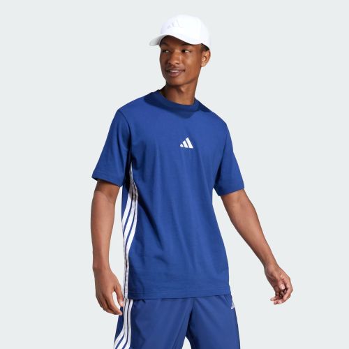 Adidas Mens 3 Stripes Single Jersey Tee Dark Blue/Black