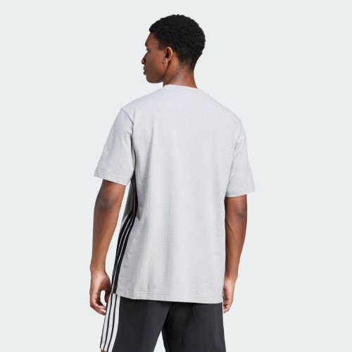 Adidas Mens 3 Stripes Single Jersey Tee Medium Grey Heather/Black