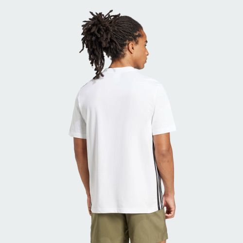 Adidas Mens 3 Stripes Single Jersey Tee White/Black