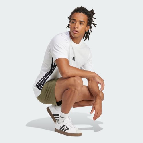 Adidas Mens 3 Stripes Single Jersey Tee White/Black
