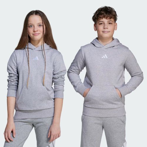Adidas Kids Small Logo Fleece Hoodie Medium Grey Heather/White