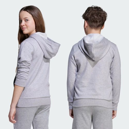 Adidas Kids Small Logo Fleece Hoodie Medium Grey Heather/White