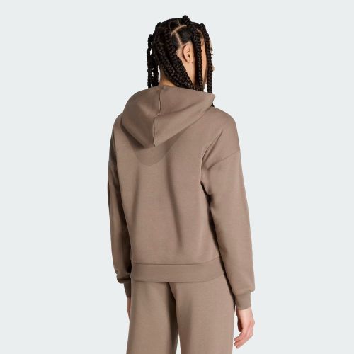 Adidas Womens Small Logo Feel Cozy Hoodie Khaki Six/White