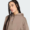 Adidas Womens Small Logo Feel Cozy Hoodie Khaki Six/White