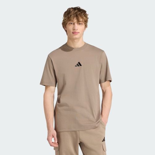Adidas Mens Small Logo Single Jersey Tee Khaki Six/Black