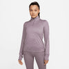 Nike Womens Swift Element Dri-FIT UV Half Zip Long Sleeve Top Violet Dust/Pewter/Ref Silver