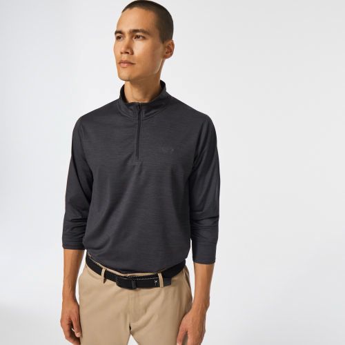 Oakley Mens Gravity Quarter Zip Long Sleeve Top Blackout Heather