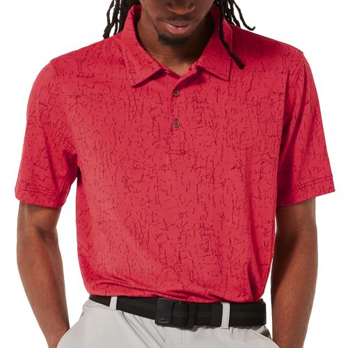 Oakley Mens Resist Jacquard Polo Shirt Hibiscus Red