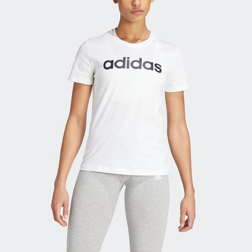 Adidas Womens Slim Linear Logo Tee White/Black