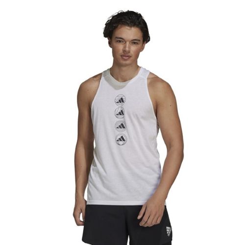 Adidas Mens Run Logo Tank White