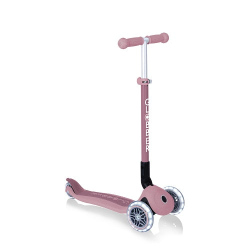 Globber Ecologic Primo Lights 3 Wheel Folding Scooter Berry