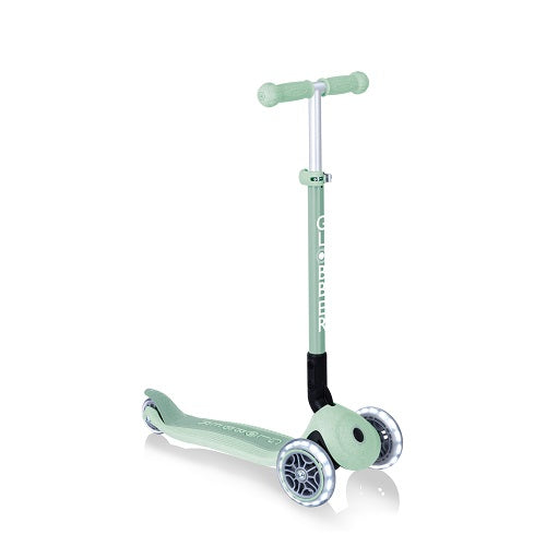 Globber Ecologic Primo Lights 3 Wheel Folding Scooter Pistachio