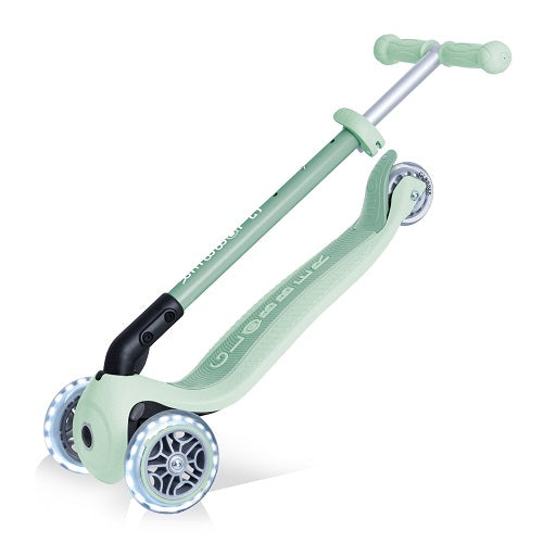 Globber Ecologic Primo Lights 3 Wheel Folding Scooter Pistachio