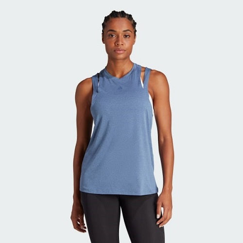 Adidas Womens Train Essentials 3 Bar Logo Tank Crew Blue