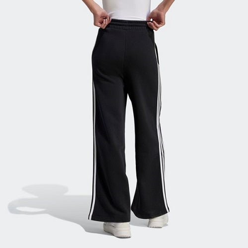 Adidas Womens 3 Stripes Fleece Wide Leg Pant Black/White