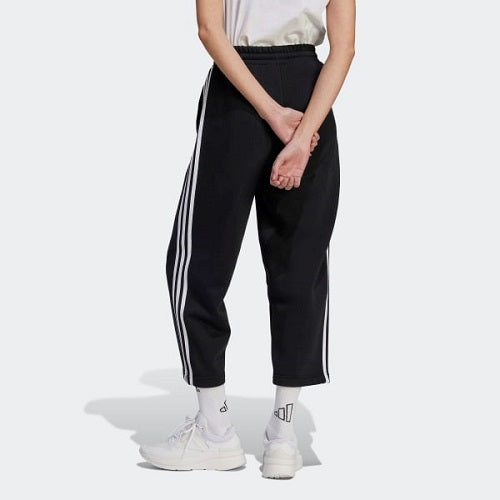 Adidas Womens 3 Stripes Fleece Open Hem Pant Medium Black/White