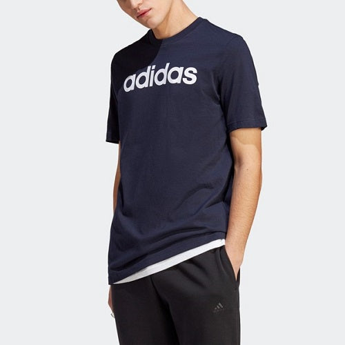 Adidas Mens Linear Logo Single Jersey Tee Legend Ink/White