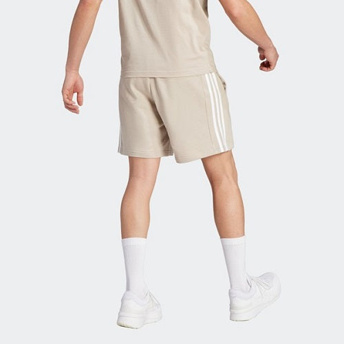 Adidas Mens 3 Stripes French Terry Short Wonder Beige/White