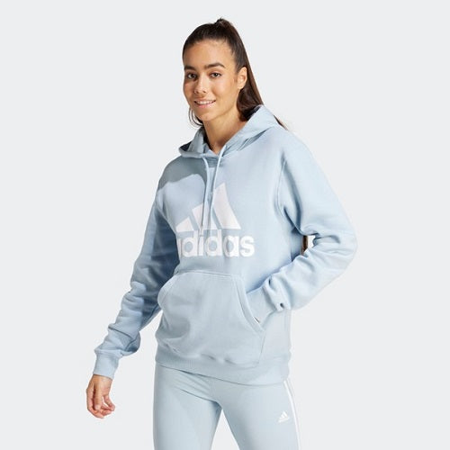 Adidas Womens Big Logo Fleece Hoodie Clear Wonder Blue/White