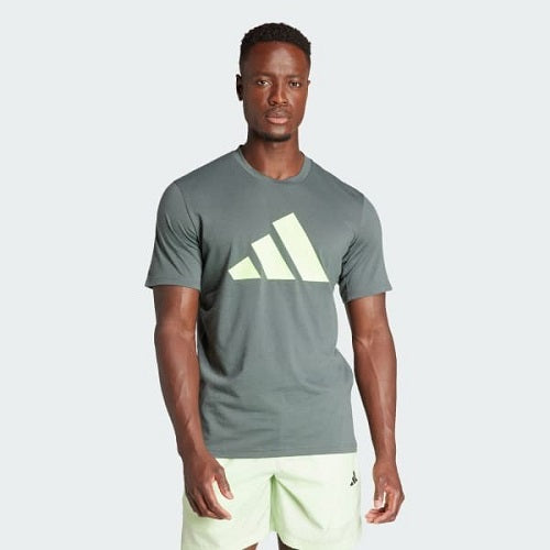 Adidas Mens Feelready Logo Training Tee Legend Ivy/Green Spark