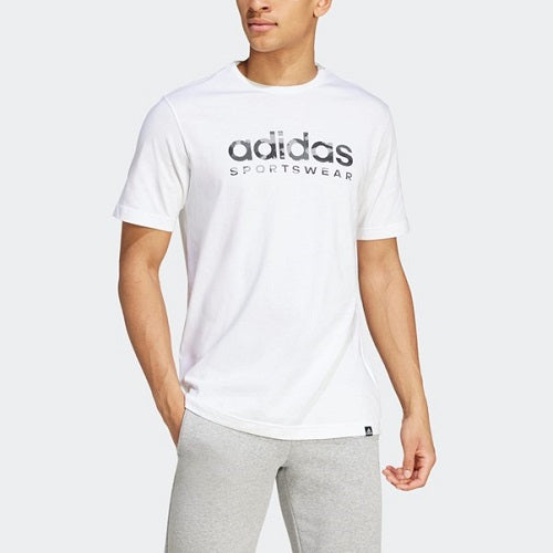 Adidas Mens Camo Linear Graphic Tee White