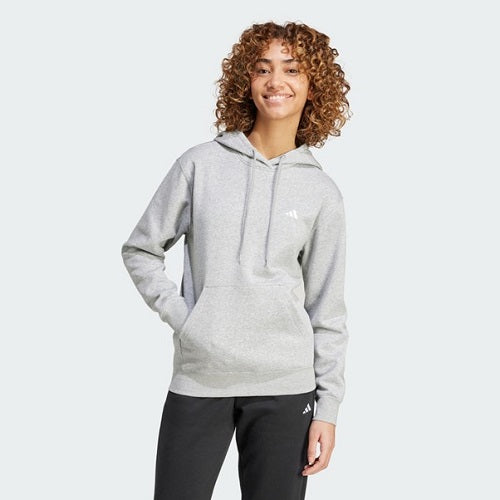 Adidas Womens Small Logo Feel Cozy Hoodie Medium Grey Heather