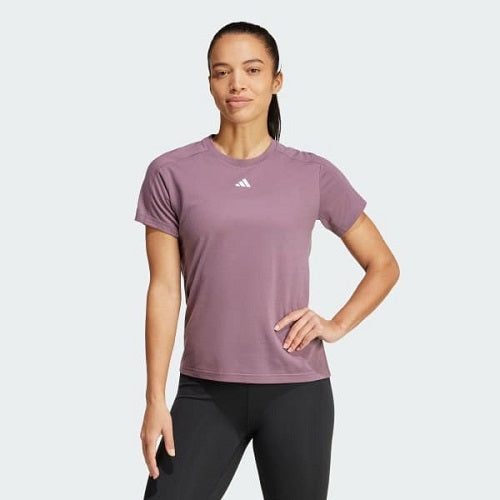 Adidas Womens Aeroready Minimal Branding Crew Tee Shadow Fig