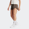 Adidas Womens Pacer 3S 3 Inch High Rise Woven Short Shadow Olive