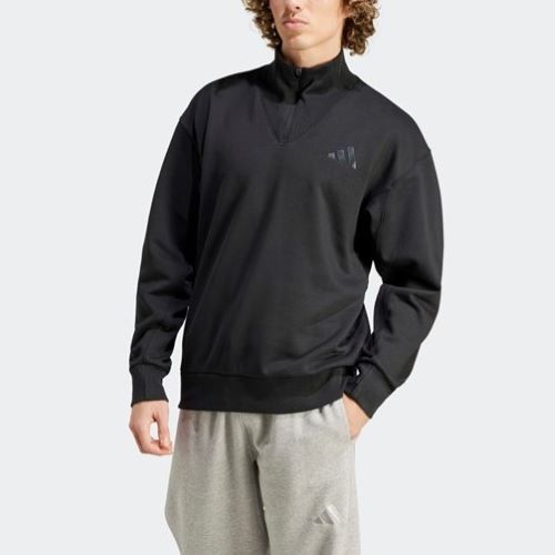 Adidas Mens All Season Fleece Quarter Zip Sweat Black