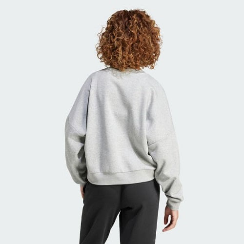 Adidas Womens Small Logo Feel Cozy Sweat Medium Grey Heather/White